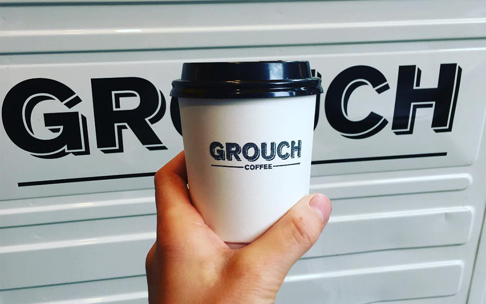 Grouch coffee cup stamp
