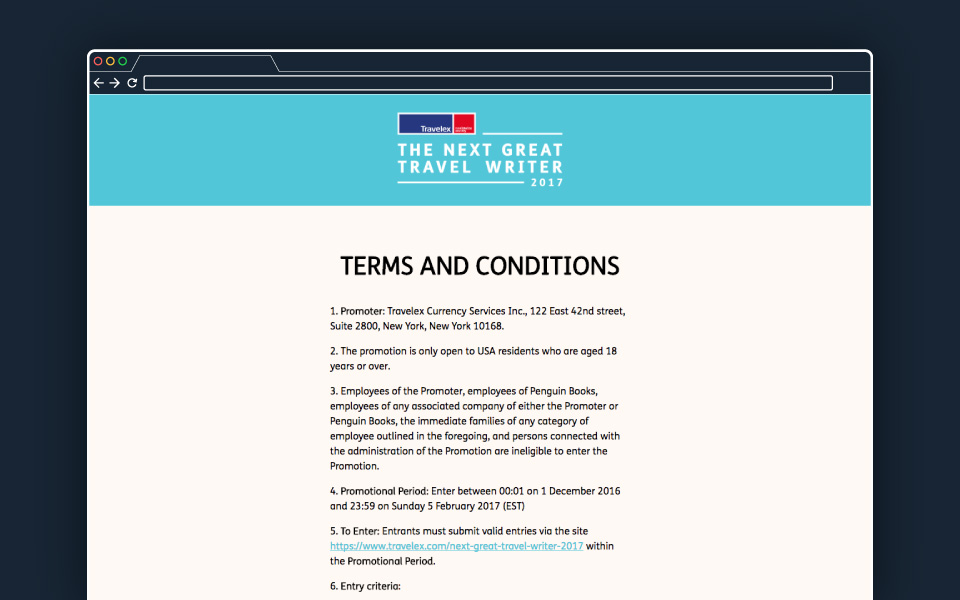 Terms and Conditions Page
