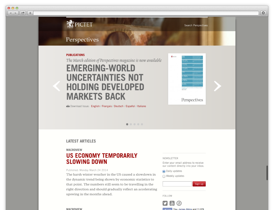 Pictet Perspectives homepage